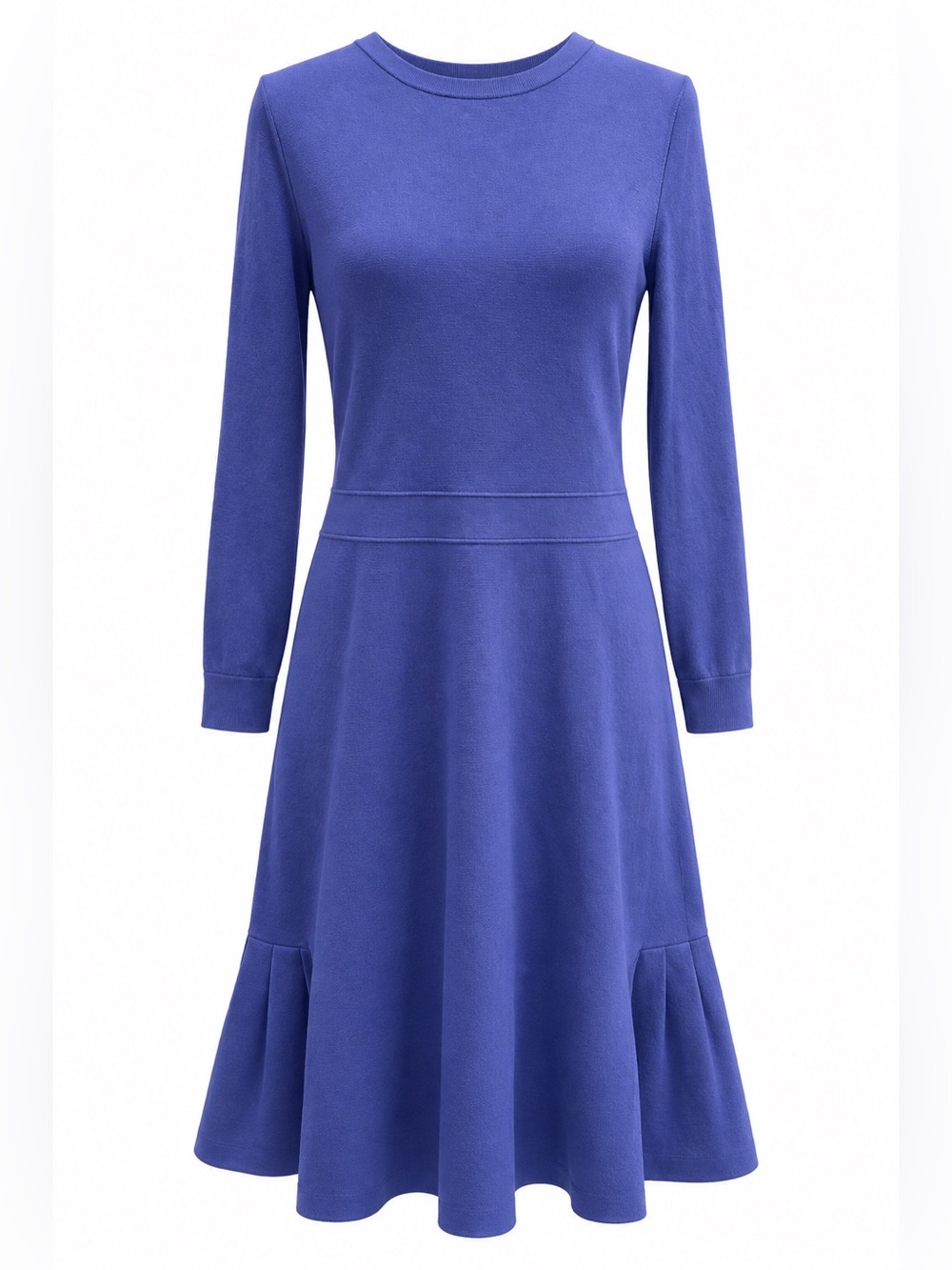 Ann Taylor Sweater Classic Long Sleeve Fit-and-Flare Dress — Blue medium